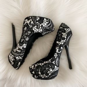Black & White Lace Heels